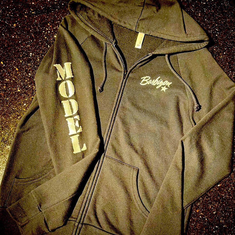 Barbizon Model zip front fleece hoodie jacket